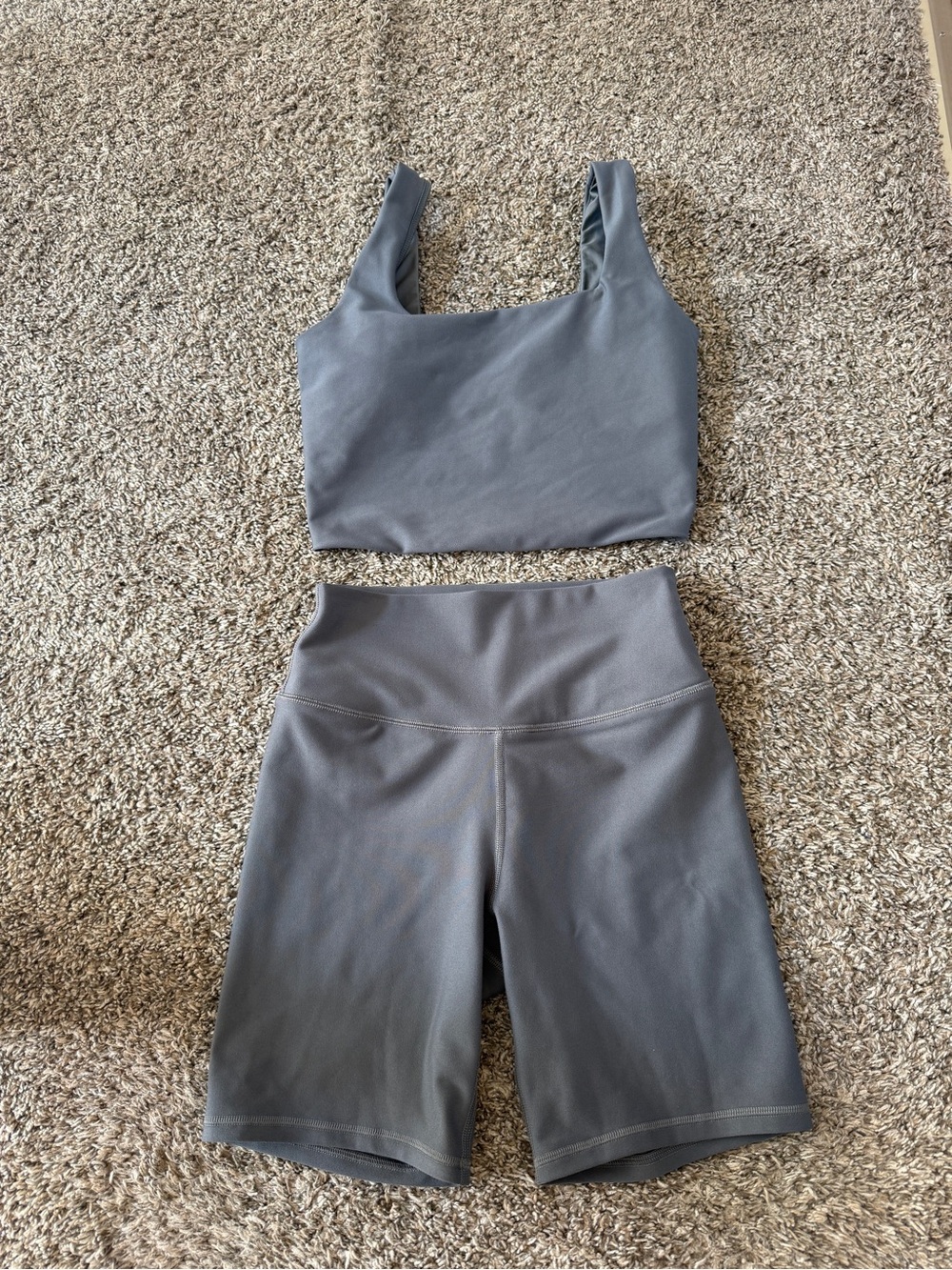 YPB Gray Activewear Crop Tank and High-Waist Biker Shorts Set